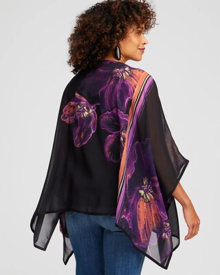 Floral Print Woven Poncho