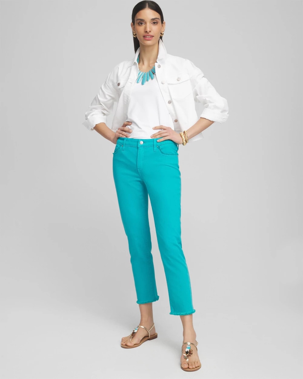 Girlfriend Frayed Cropped Jeans