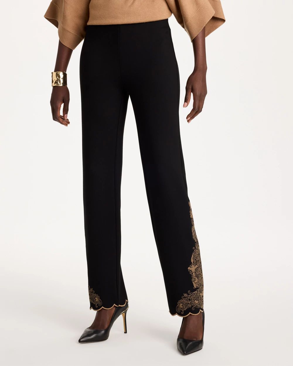 Juliet Artisanal Lace Straight Ankle Pants click to view larger image.