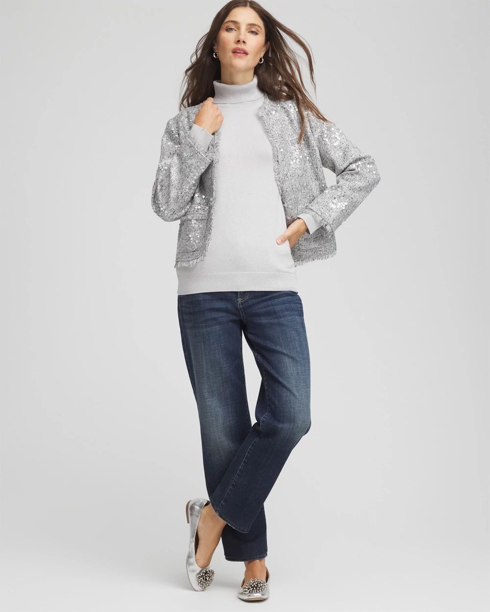 Metallic Turtleneck Pullover Sweaters