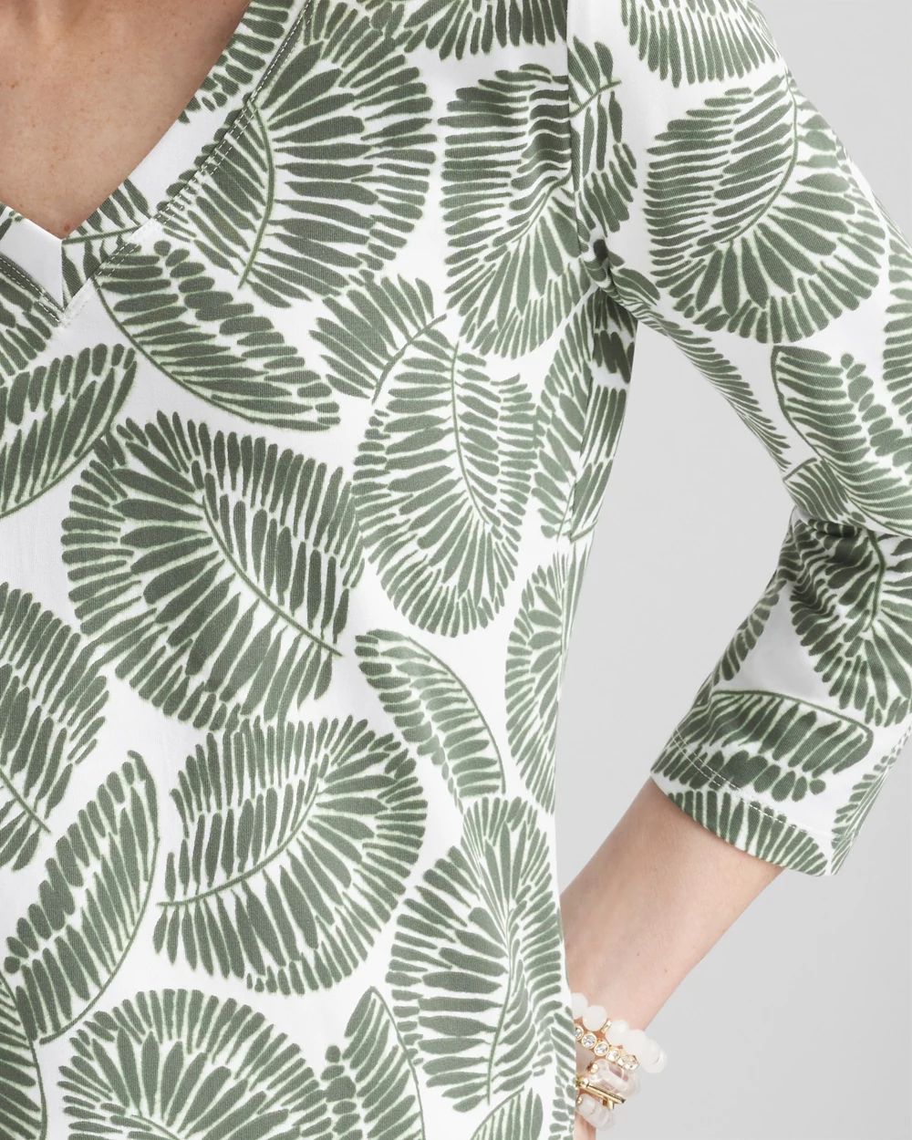 Foliage Print 3/4 Sleeve Perfect Tee