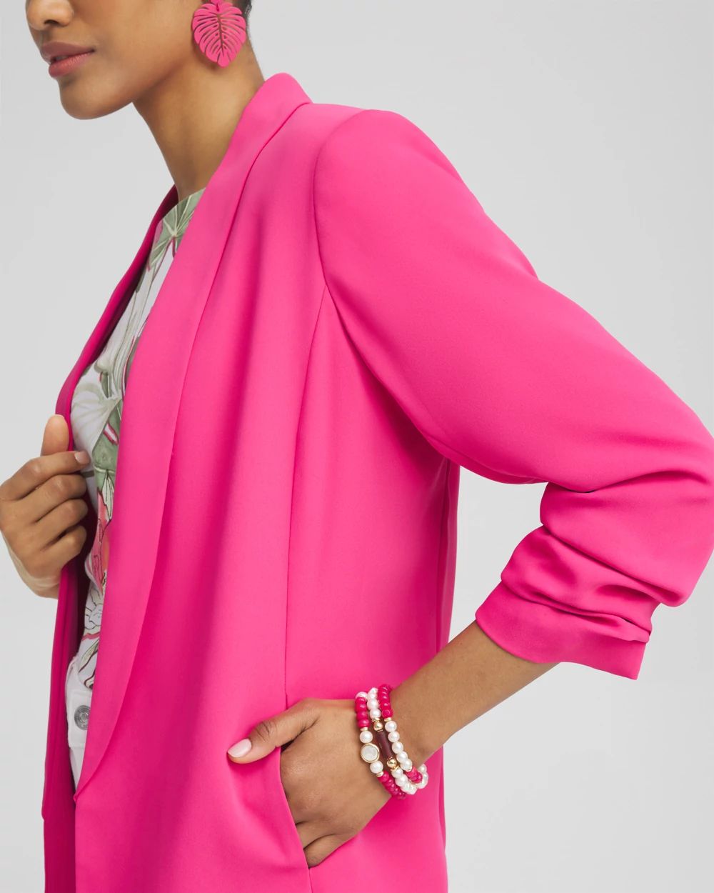 Ruched Sleeve Blazer
