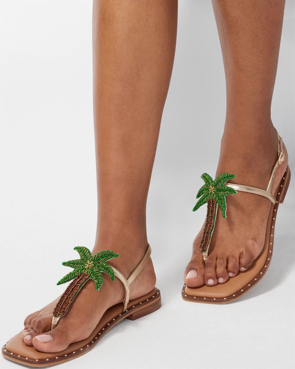Beaded Palm Thong Sandals