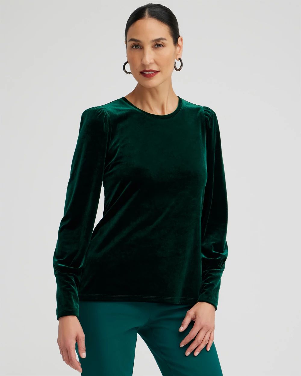 Velvet Ruched Sleeve Top