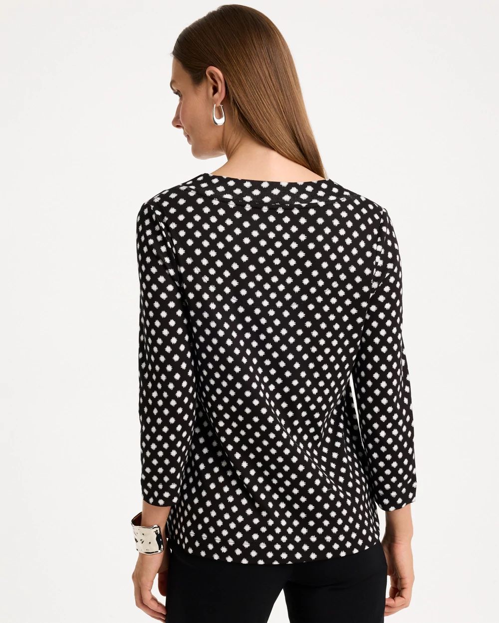 Polka-Dot Pima Cotton 3/4 Sleeve Tee click to view larger image.