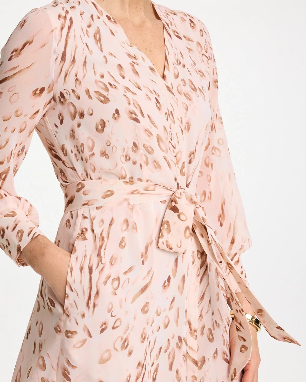 Cheetah Georgette Tie Shirtdress