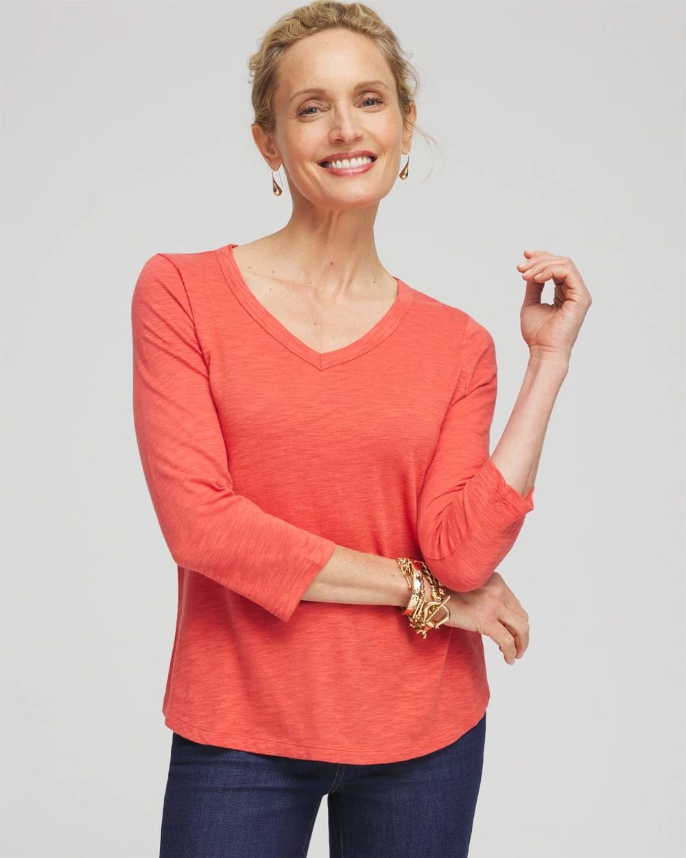 V-neck 3/4 Sleeve Tee