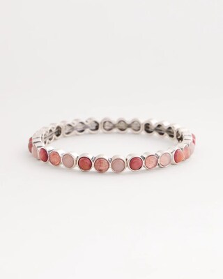 Quartz & Rhodonite Stone Silvertone Round Stretch click to view larger image.