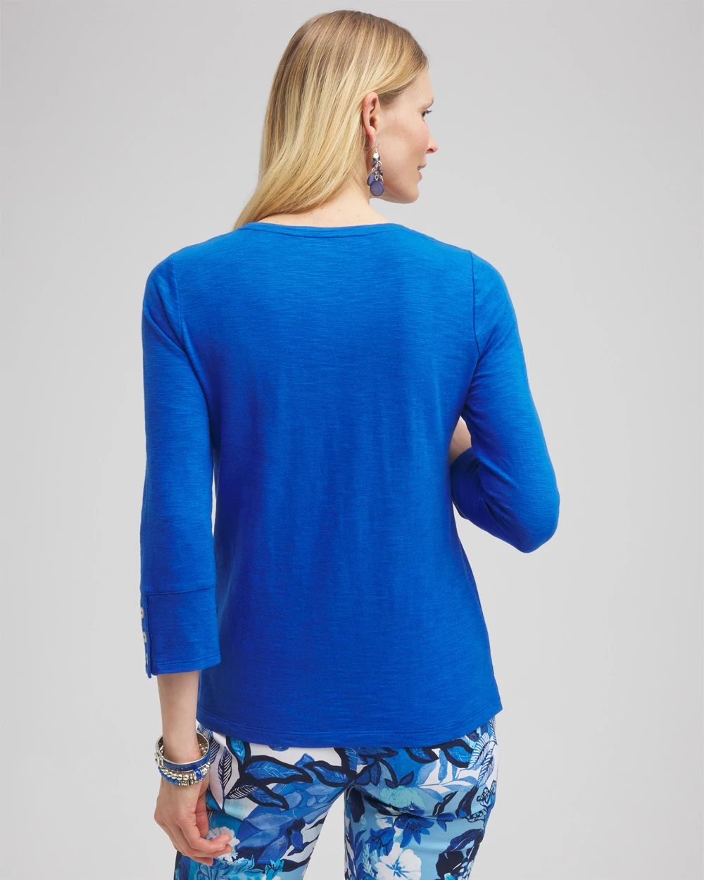 3/4 Sleeve Button Tee