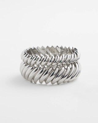 Silver Tone Stretch Bracelet Set