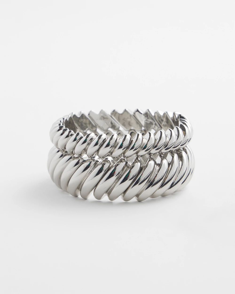 Silver Tone Stretch Bracelet Set