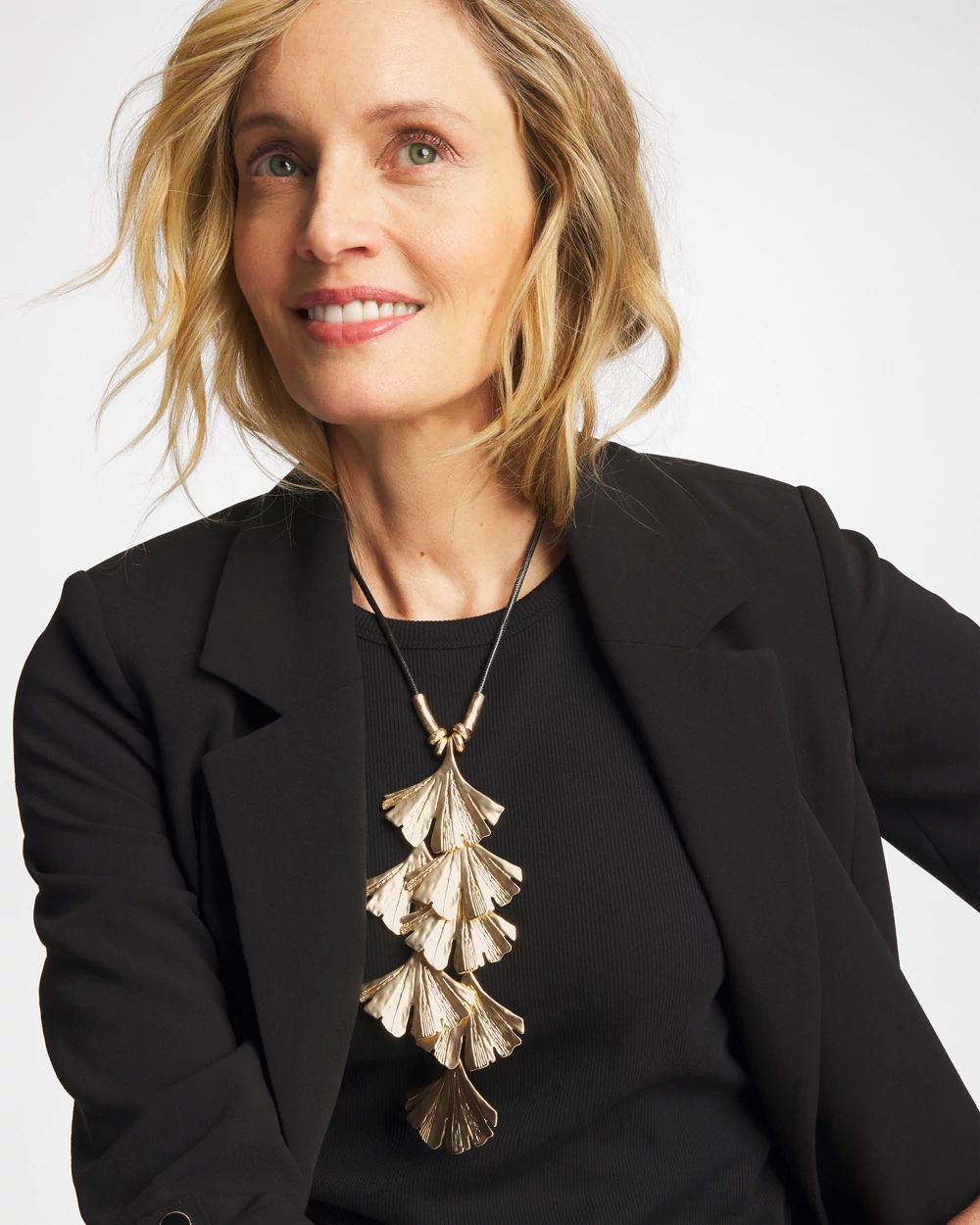 Chico's Originals Gold Ginkgo Pendant Necklace click to view larger image.