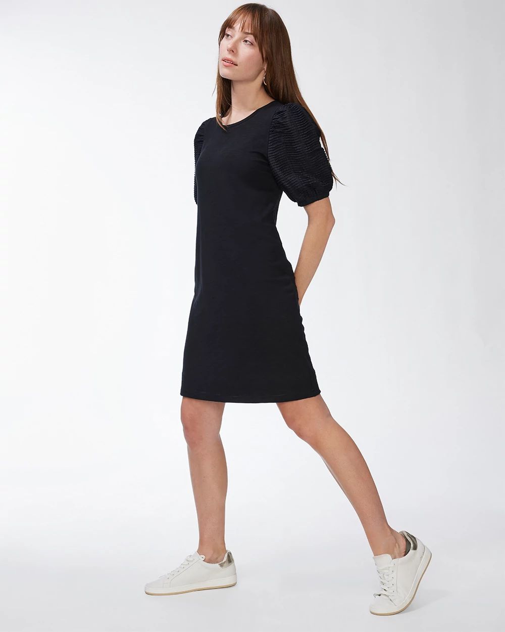 Textured Puff Sleeve Dress