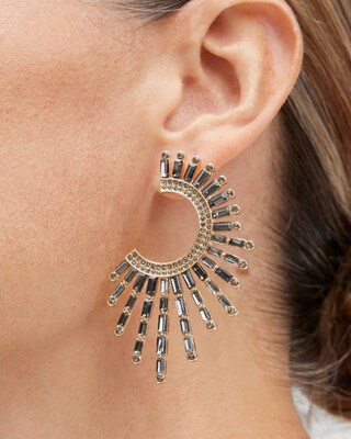 Gold Tone Glitzy Hoop Earrings