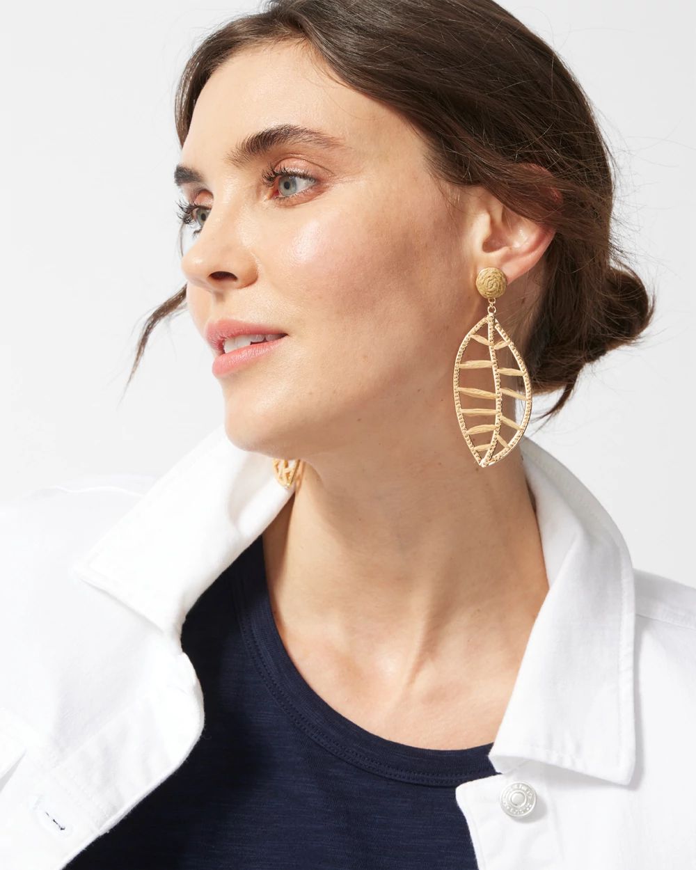 Neutral Leaf Drop Earrings