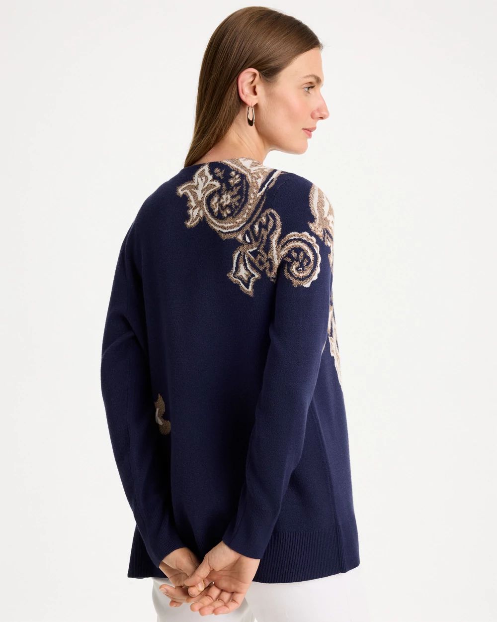 Ella Printed Long-Sleeve Cardigan click to view larger image.