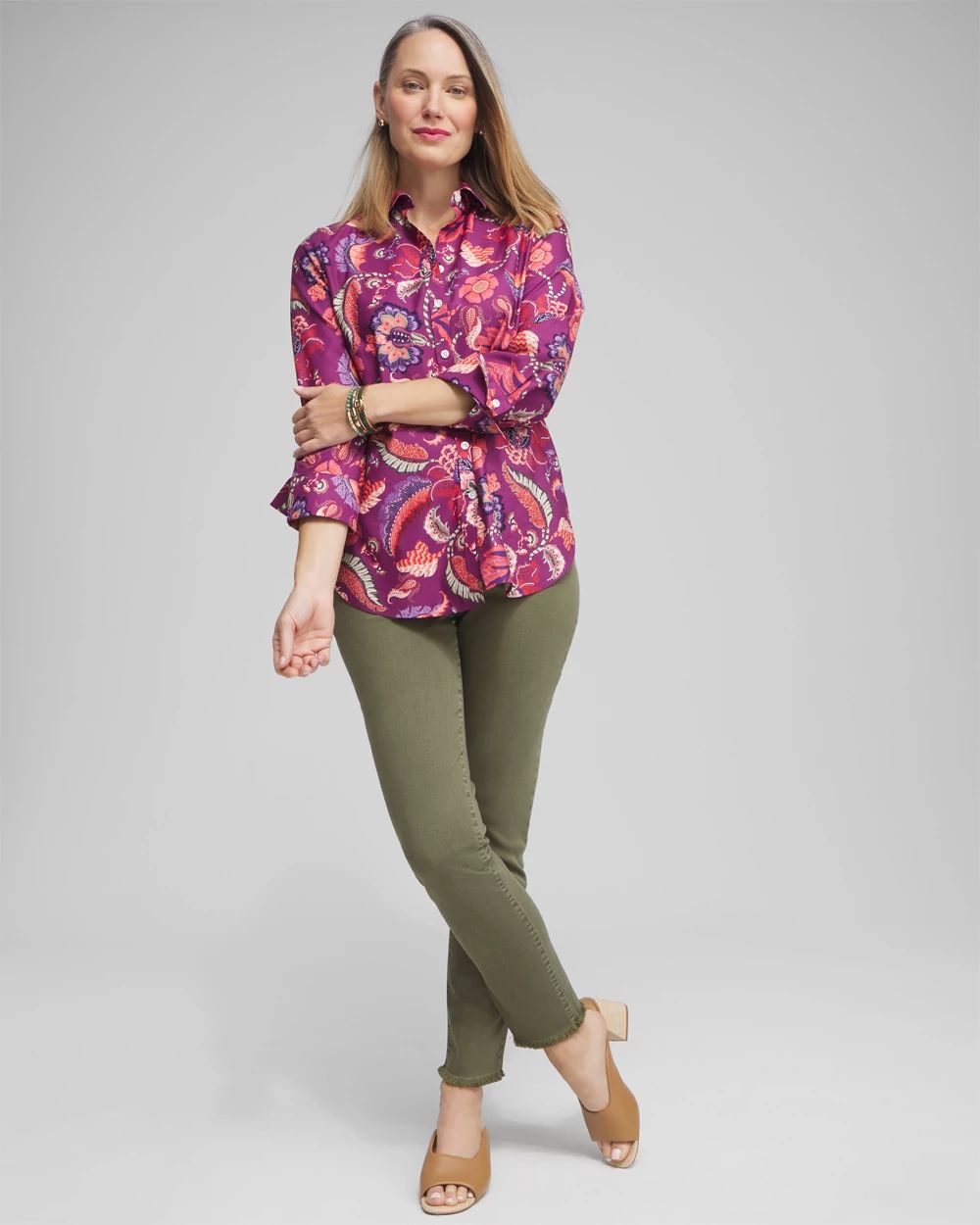 Girlfriend Fray Hem Ankle Jeans