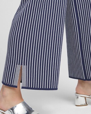 Stripe Wide Leg Sweater Cropped Pants click to view larger image.