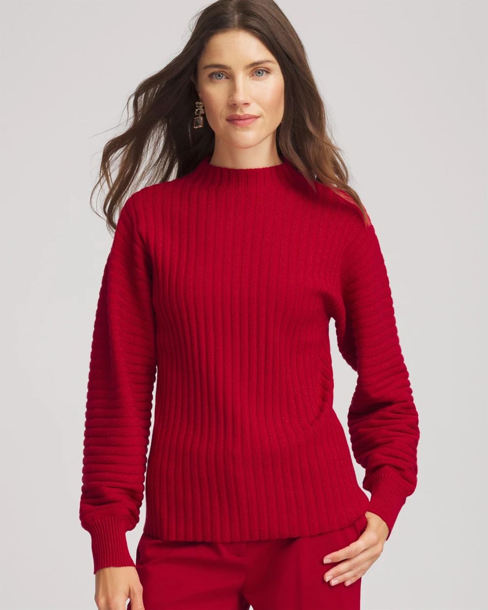 Metallic Ribbed Pullover