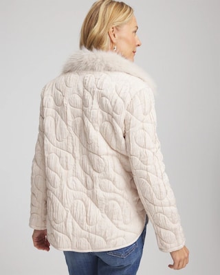 Quilted Faux Fur Collar Jacket click to view larger image.