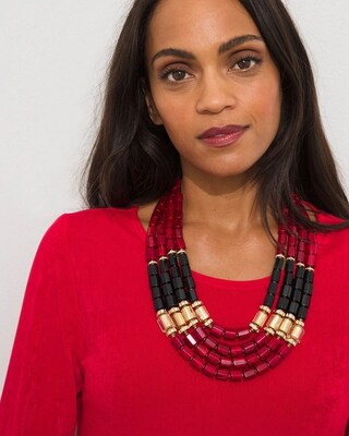 Holiday Red Multistrand Necklace