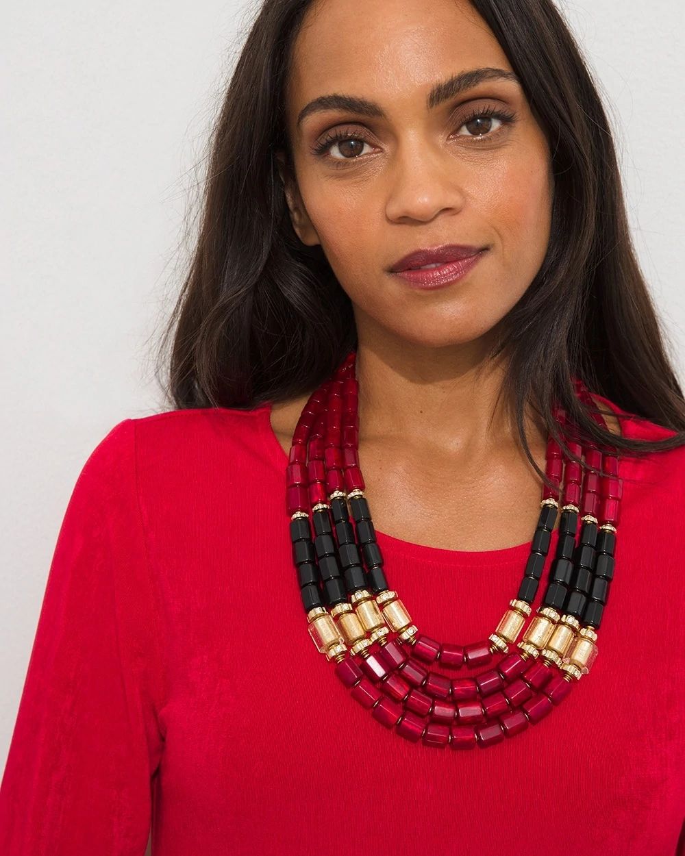 Holiday Red Multistrand Necklace