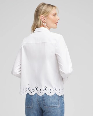 Poplin Eyelet Hem Shirt