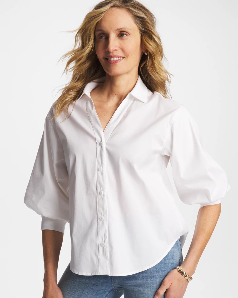 Poplin Billow Sleeve Blouse