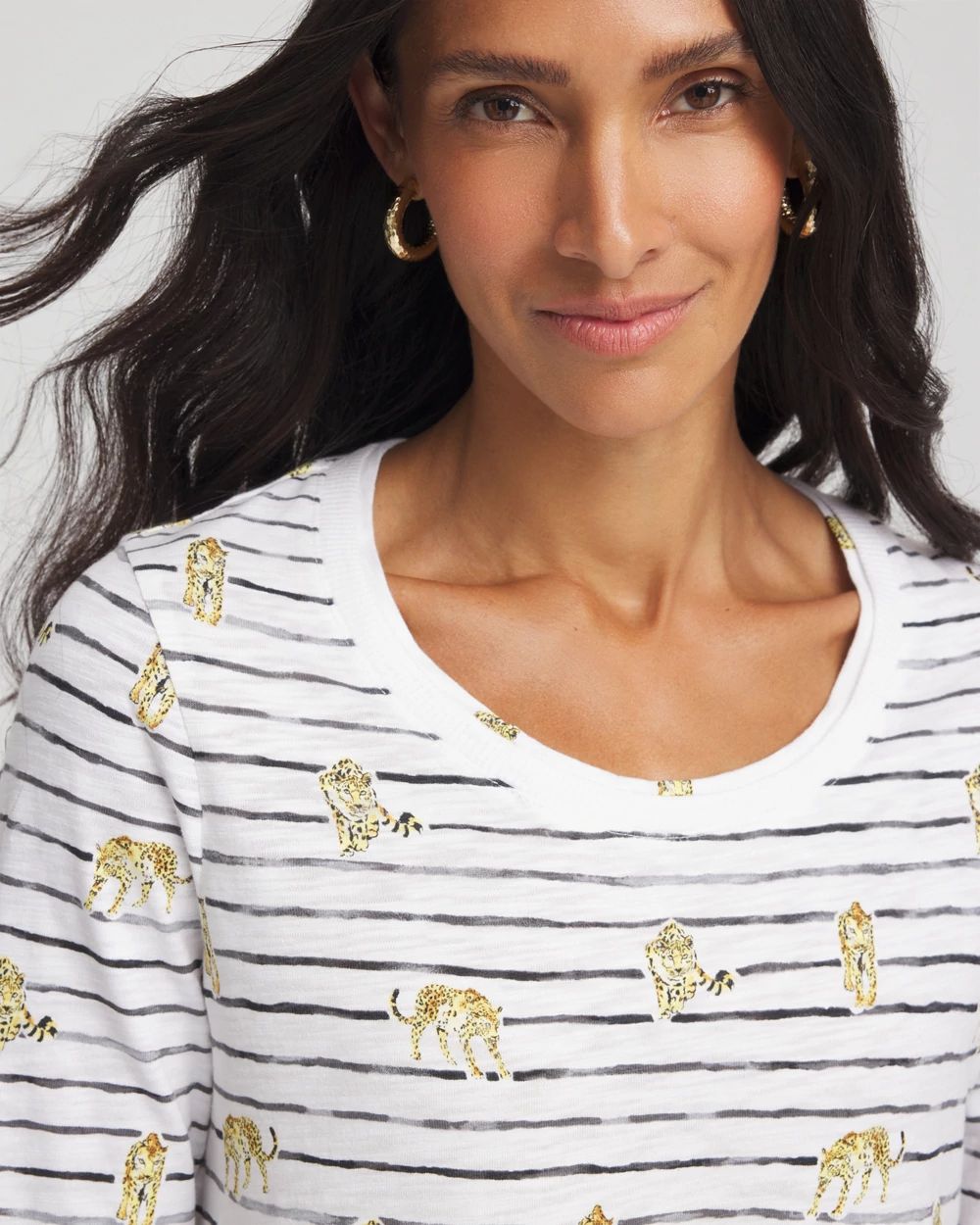 Leopard Graphic Elbow-Sleeve Tee