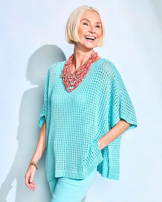 Open-Stitch Sweater Poncho