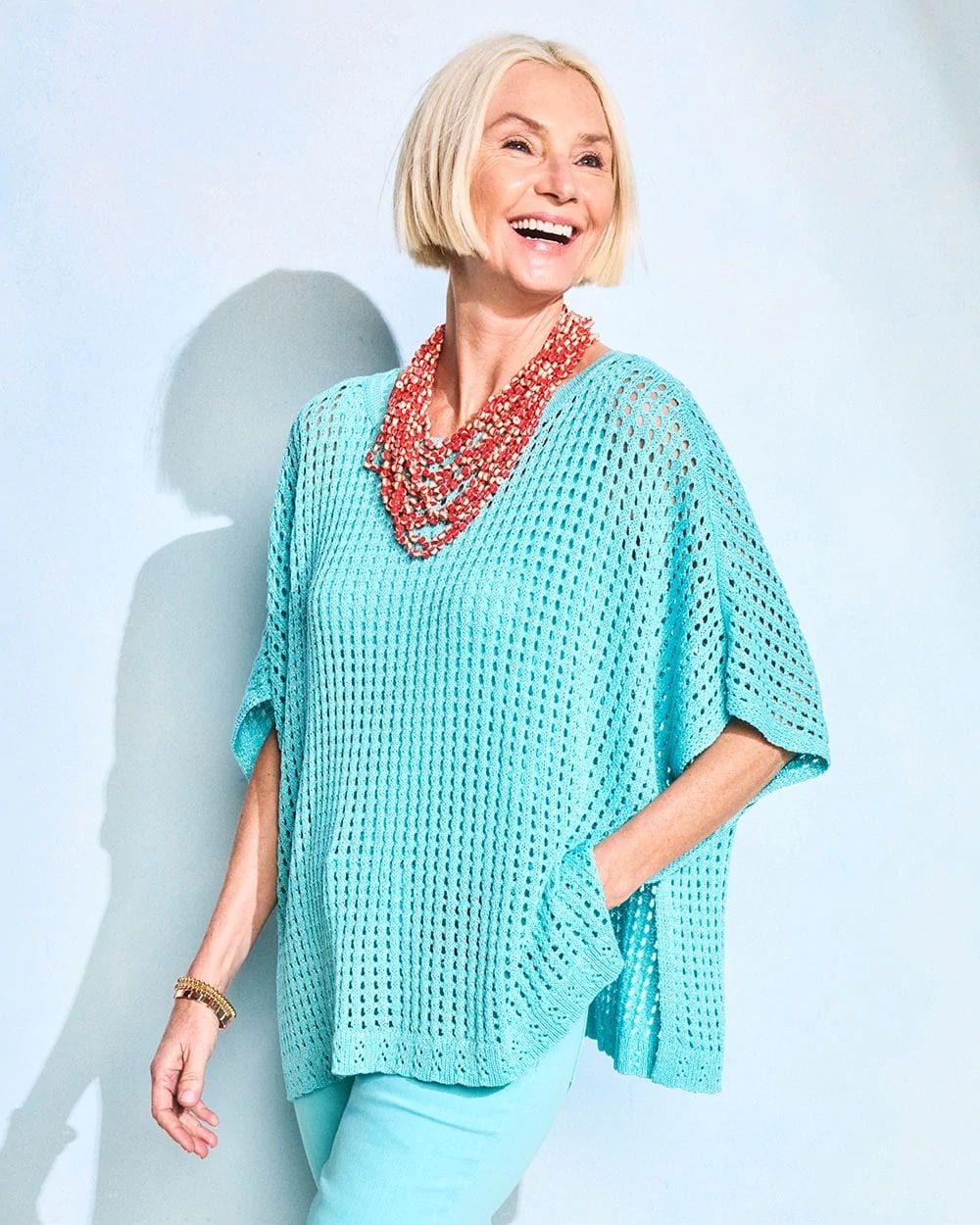 Open-Stitch Sweater Poncho