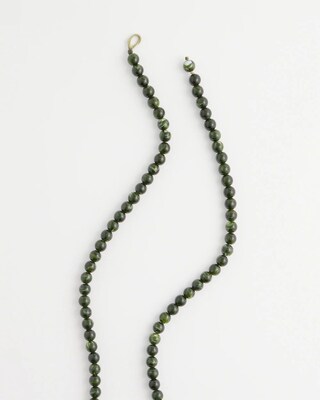 Long Green Resin Beaded Necklace click to view larger image.