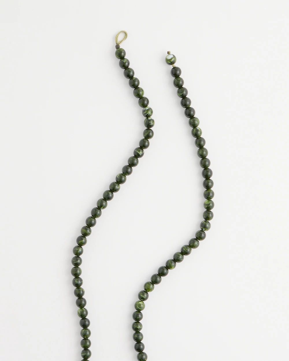 Long Green Resin Beaded Necklace click to view larger image.