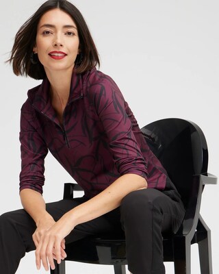 Zenergy UPF Ribbon Print Long Sleeve Top
