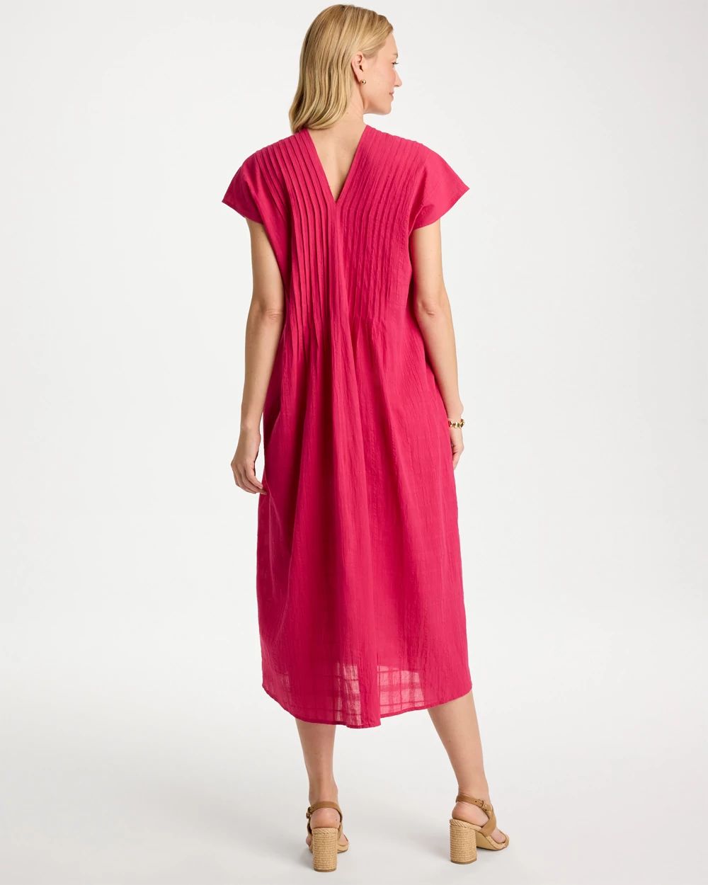 Cotton Slub Popover Midi Dress click to view larger image.