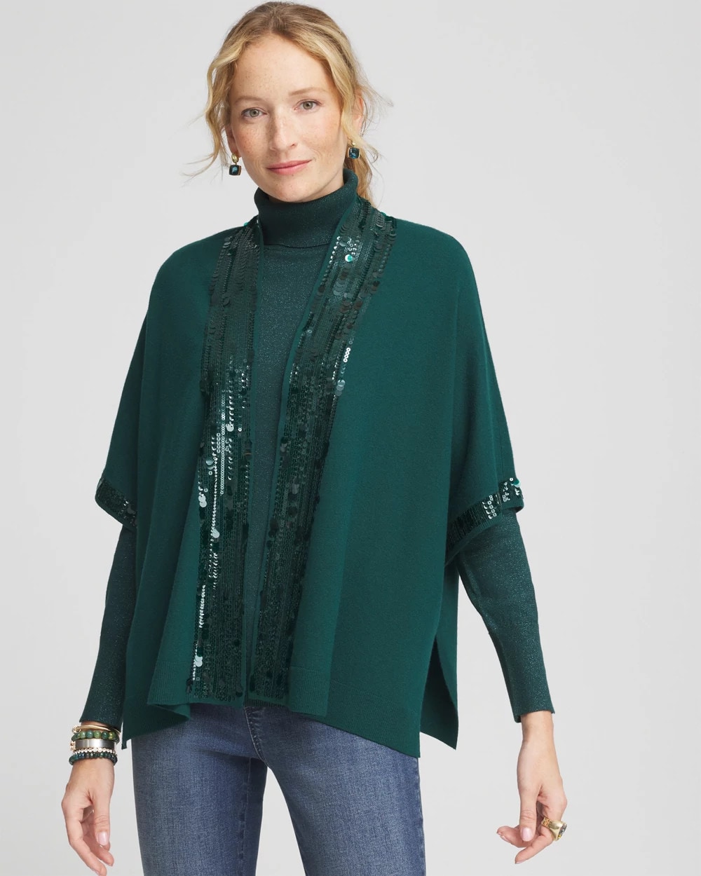 Sequin Placket Ruana
