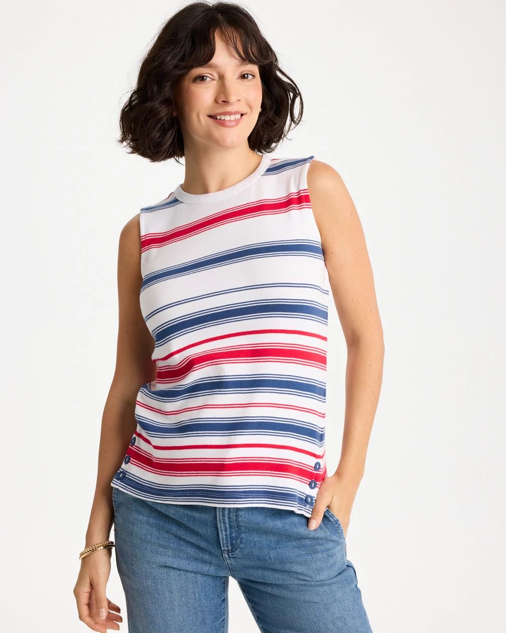 Cotton Button Trim Tank