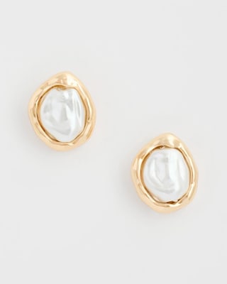 Pearlescent Golden Rimmed Stud Earrings