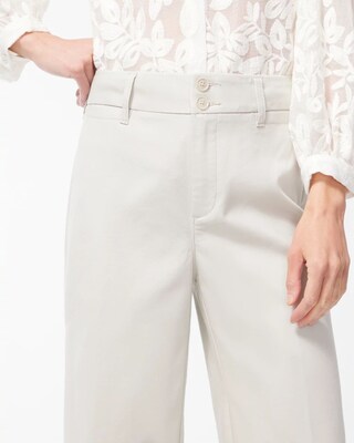 Twill High Rise Wide Leg Cropped Pants