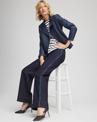 Frayed High-Rise Wide-Leg Jeans click to view larger image.