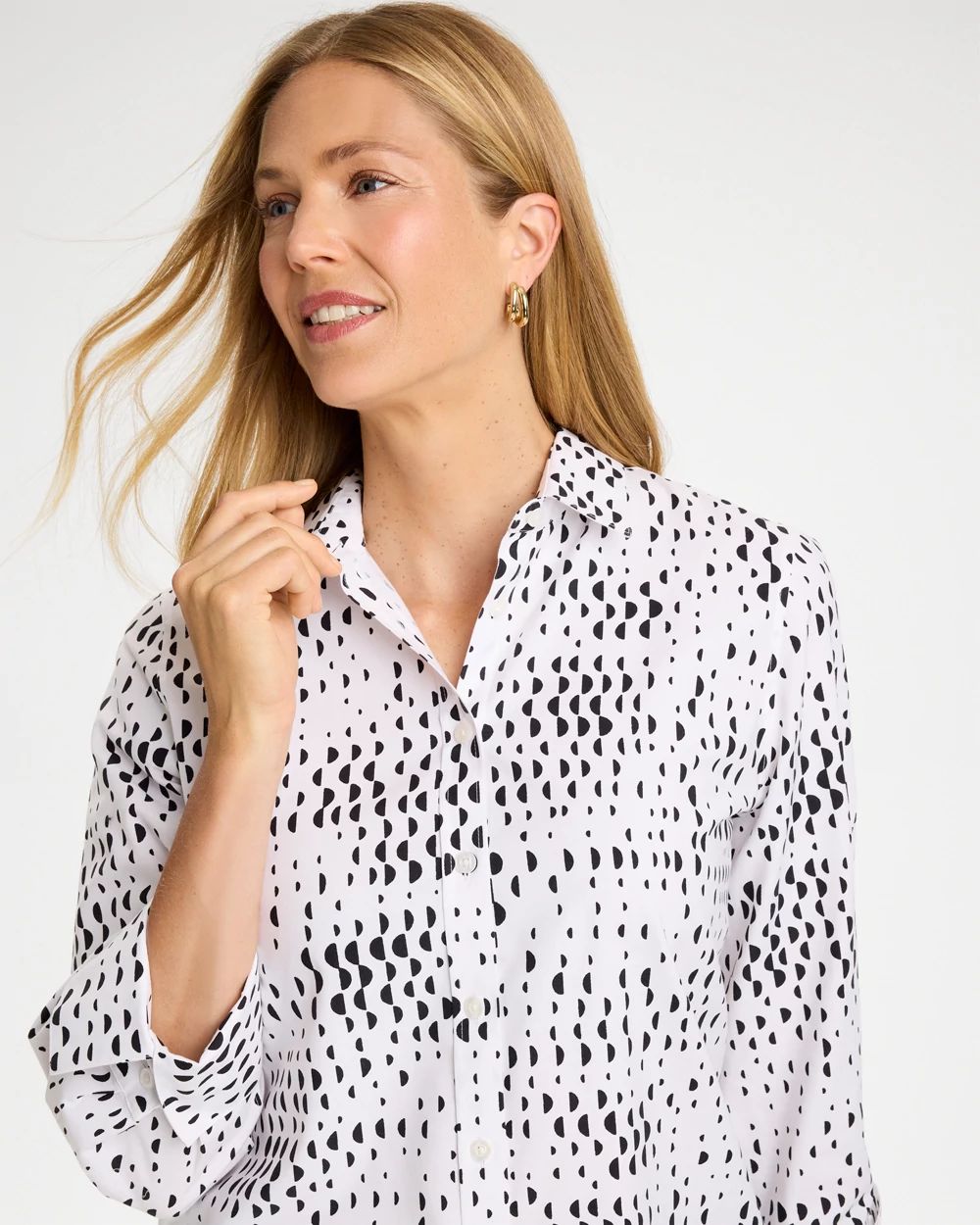 No Iron™ Stretch Geo Print Shirt