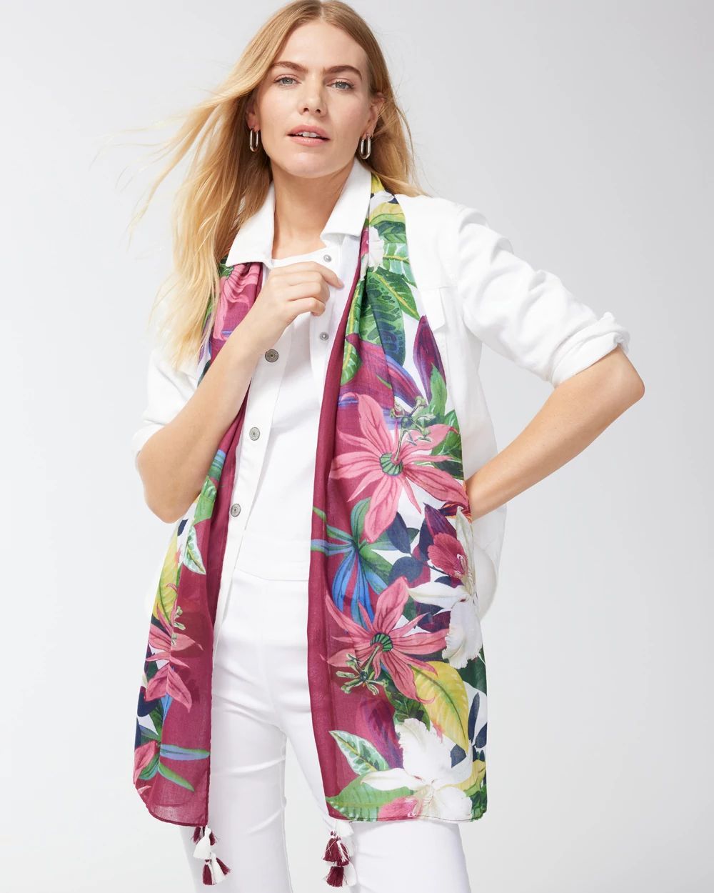 Floral Print Oblong Scarf