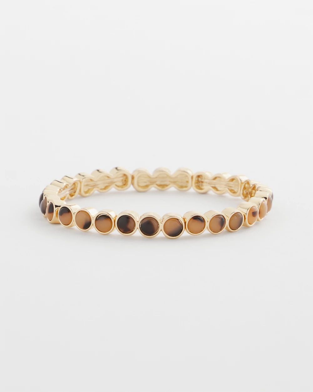 Tortoise Goldtone Round Stretch Bracelet click to view larger image.