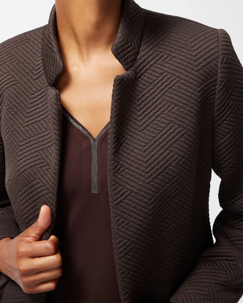 Chevron Jacquard Boyfriend Blazer