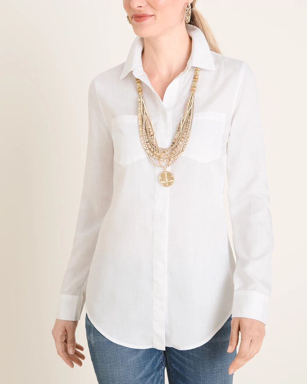 No-Stain White Classic Denim Shirt