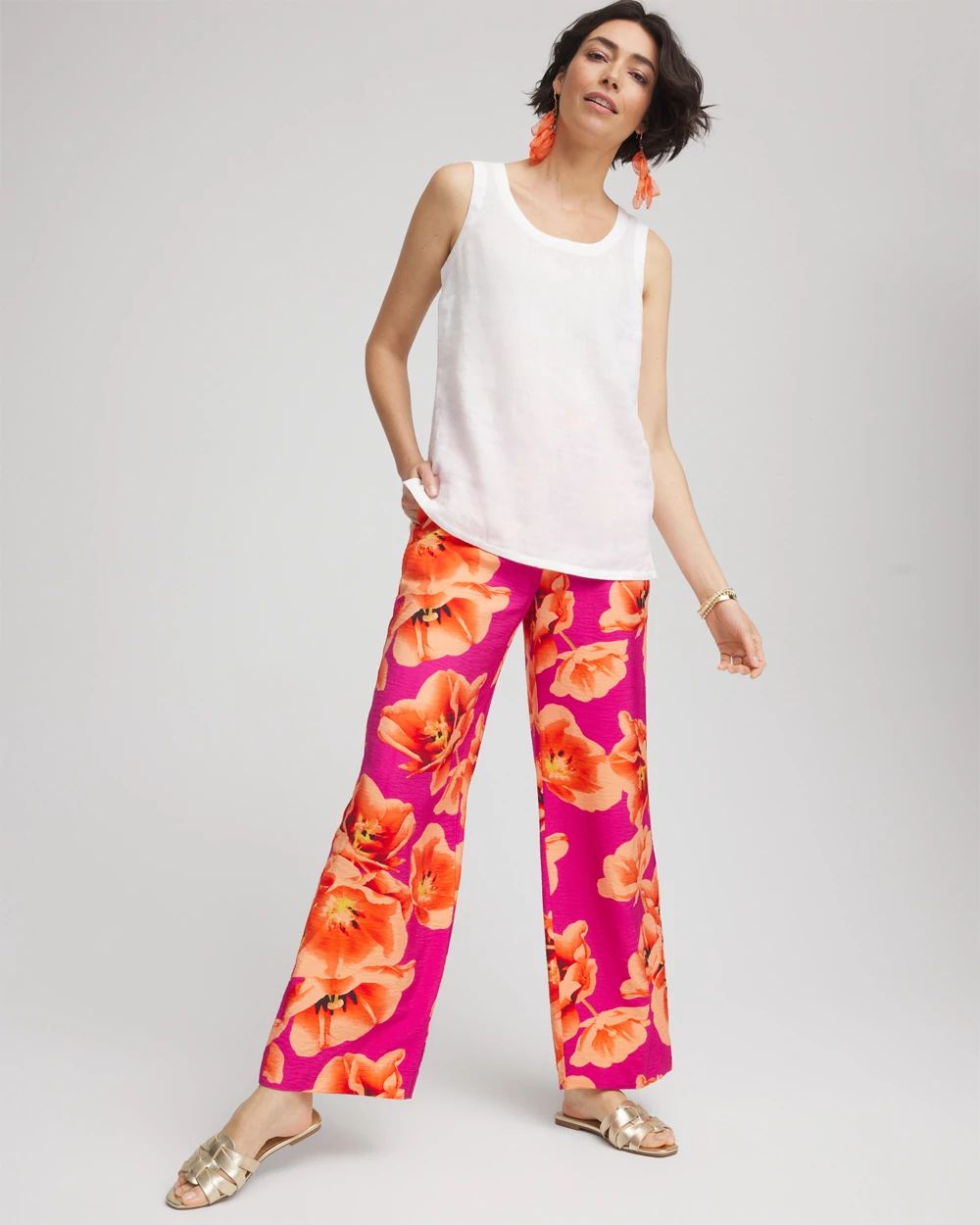 Tropical Smocked Pull-On Pants