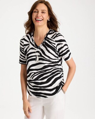 Wild Lines Cotton Slub V-Neck Tee