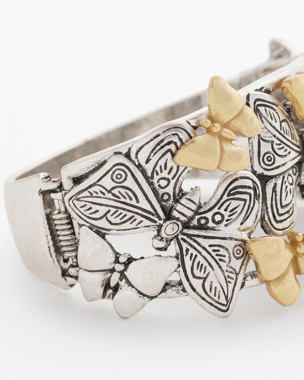 Silver & Gold Tone Butterfly Cuff Bracelet