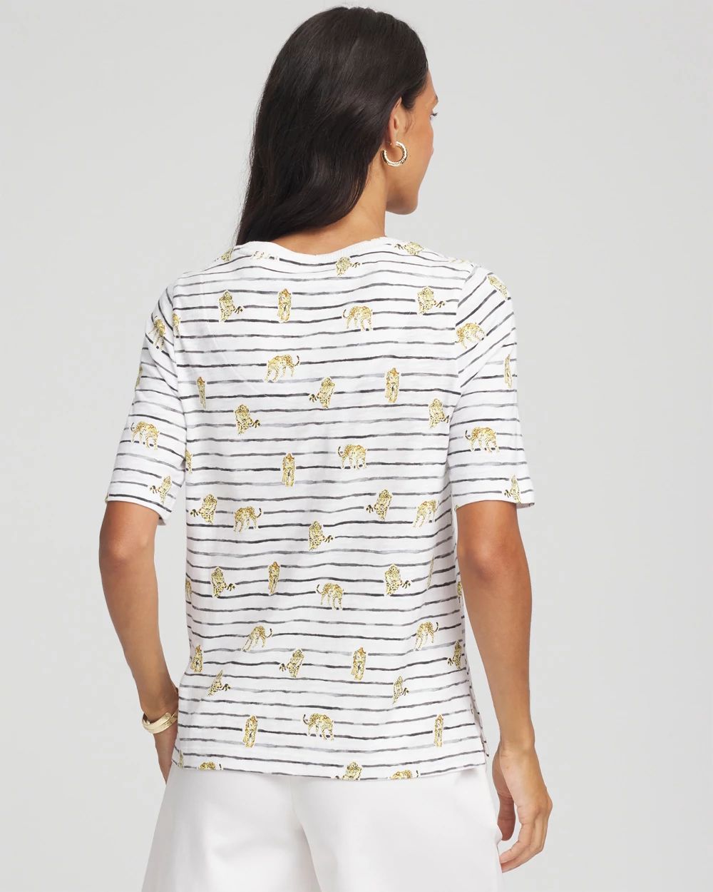 Leopard Graphic Elbow-Sleeve Tee