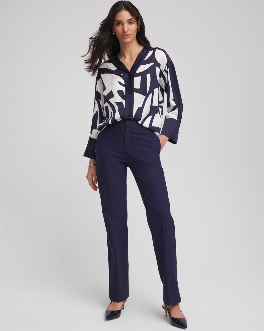 Cotton Straight-Leg Trousers click to view larger image.